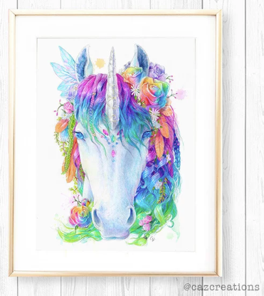 Glow in the Dark Rainbow Unicorn Print - Spirit Animal Totem Series - Hoot Designz