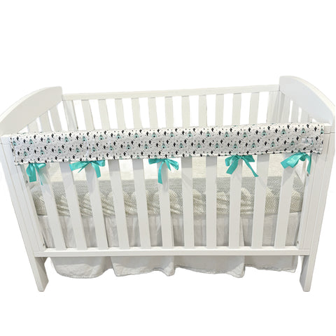 ⭐️ READY TO SHIP⭐️Mint Teepees Cot Teething Rail Guards with Ribbon