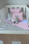 Grey Chevron & Baby Pink Mink Cot Set