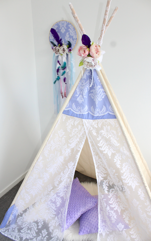 Boho Scallop and floral lace teepee 