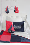 Navy & Red Star Patch Cot Set