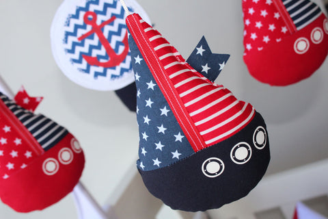 Musical Mobile-Sail Boat Navy Red & Navy 