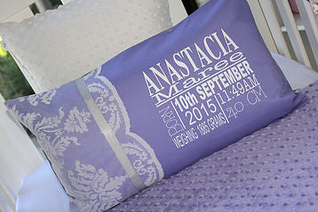 Birth Announcement Cushions - Lilac & Lace