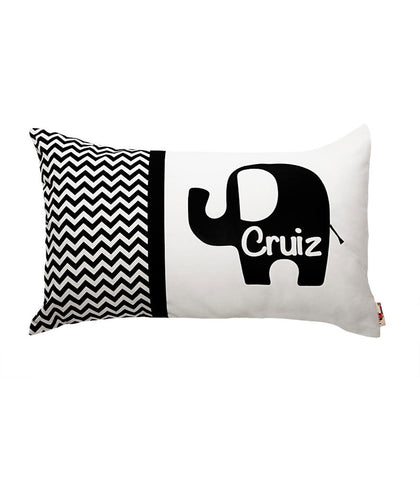 Personalised Cushion Black Chevron Elephant 