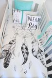 Black and White Dreamcatcher Comforter - mint mink