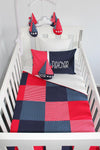 Navy & Red Star Patch Cot Set