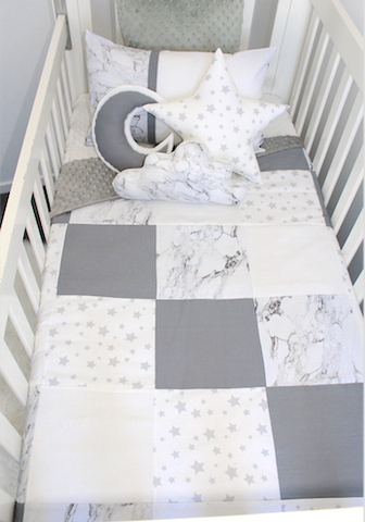 Star and marble patch cot set 