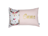 Boho Stag in Pink & Gold Personalised Cushion - Hoot Designz