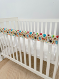 Blue Hoot Owl Cot Teething Rail Guards with Ribbon