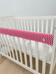 Hot Pink Chevron Cot Teething Rail Guards with Ribbon (Ready for Shipping)