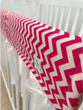 Hot Pink Chevron Cot Teething Rail Guards with Ribbon (Ready for Shipping)
