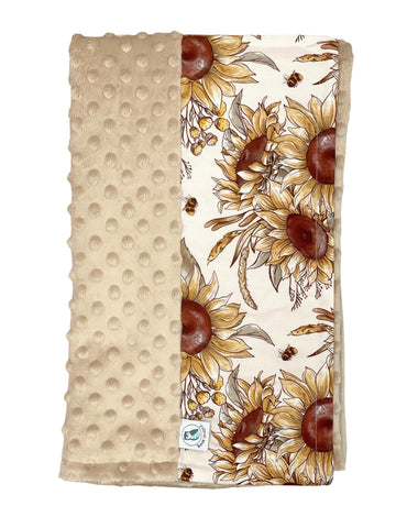 Sunflowers and Ladybugs Pram / Bassinet Blanket (Ready to Ship)