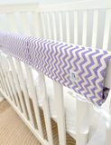 Lavender Chevron Cot Teething Rail Guards with Ribbon