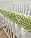 Lime Chevron Cot Teething Rail Guards with Ribbon (Ready for Shipping)