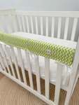 Lime Chevron Cot Teething Rail Guards with Ribbon