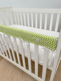 Lime Chevron Cot Teething Rail Guards with Ribbon