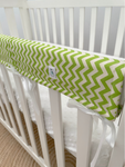 Lime Chevron Cot Teething Rail Guards with Ribbon