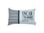 Navy Chevron with Colonial Blue Personalised Cushion - Hoot Designz