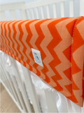 Orange Chevron Cot Teething Rail Guards with Ribbon (Ready for Shipping)