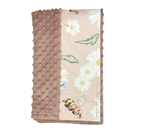 Pram Blanket -Rose Dust Bee's  (Ready to Ship)