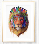 Bohemian Lion Print - Spirit Animal Totem Series - Hoot Designz