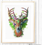 Bohemian Deer Print - Spirit Animal Totem Series - Hoot Designz