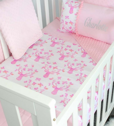 Stag in Baby Pink Comforter - Frankie & Fawn - Hoot Designz