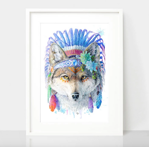 Bohemian Wolf Print - Spirit Animal Totem Series
