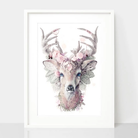 Dusty Pink Deer Print - Spirit Animal Totem Series