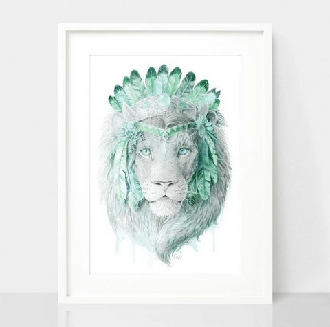 Mint Lion Print - Spirit Animal Totem Series