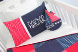 Navy & Red Star Patch Cot Set