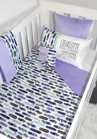 Lilac Feather Cot Set