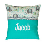 Personalised Cushion SQUARE Mint elephant splash 