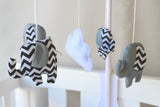 Musical Mobile-Grey and black chevron elephants 