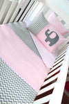 Grey Chevron & Pink Dot Panel Comforter Set