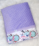 Dreamcatcher Panel Blanket Cot Set - Lilac and Silver - PREMIUM
