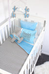 Grey Chevron & Baby Blue Mink Comforter Set